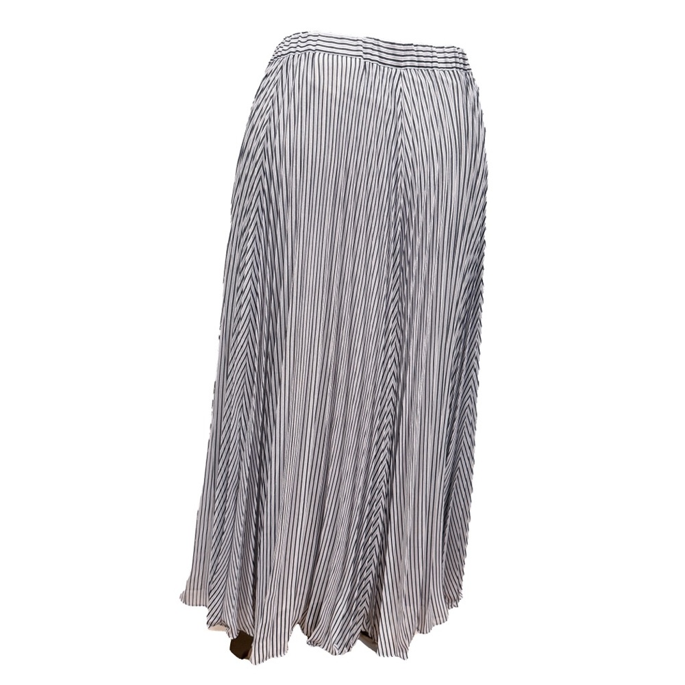 Maeve Anthropologie Pleated Midi Skirt Blue White Stripe M - Picture 4 of 7